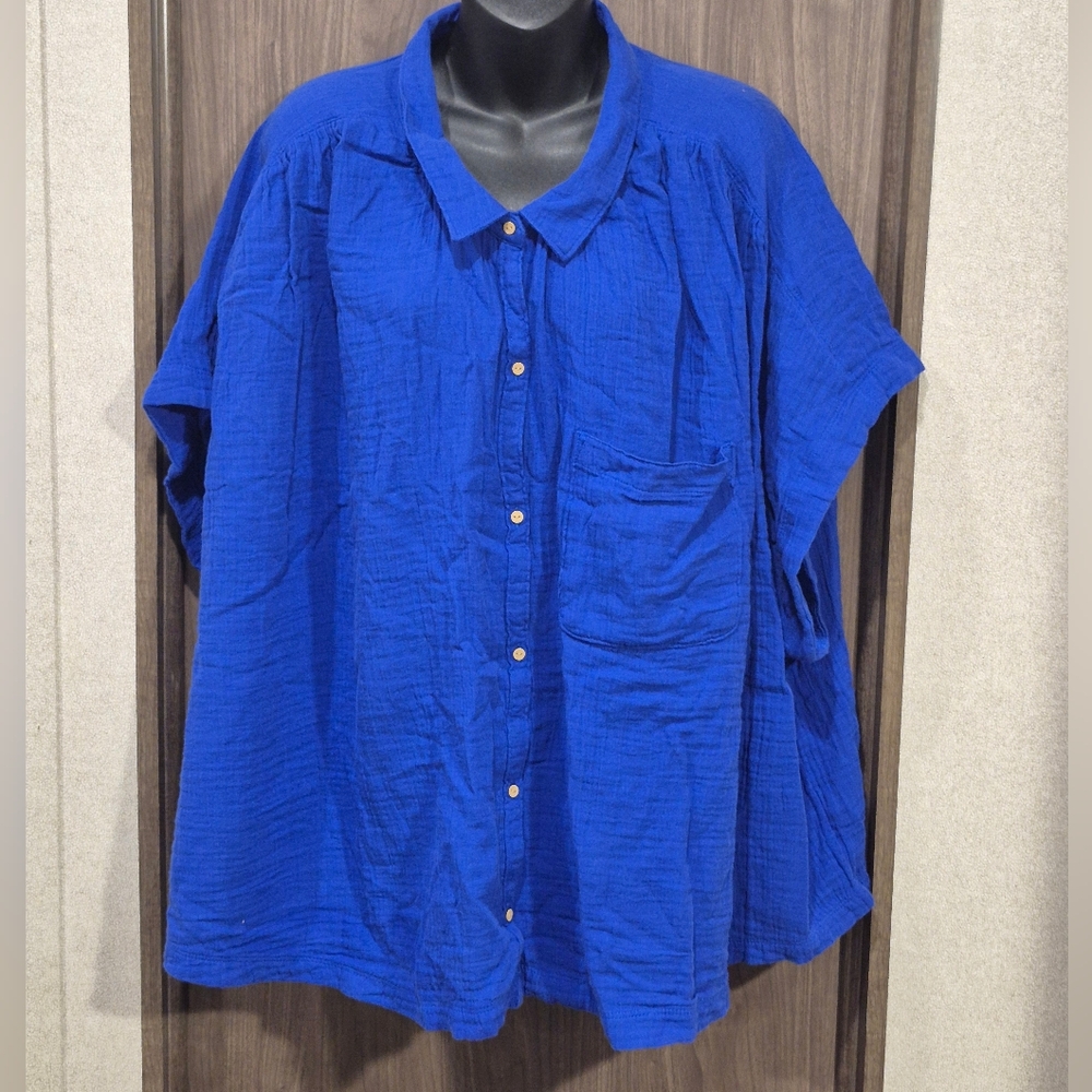 $15 Each Or 3/$30 Old Navy 100% Cotton Gauze Top Blue Size 4X New